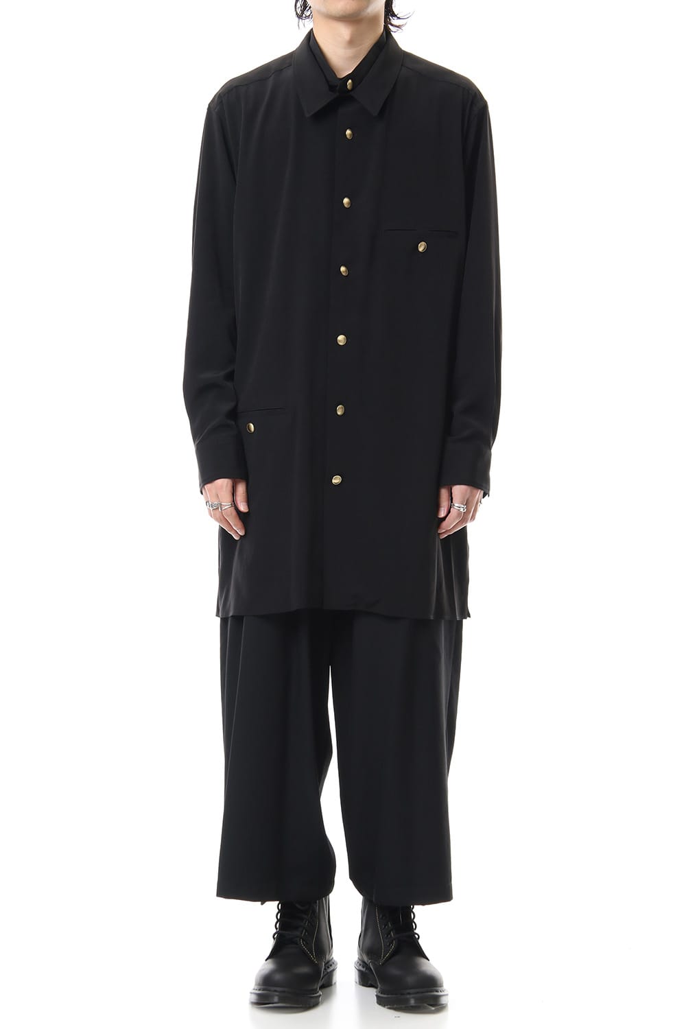 Gold Button Removable Collar Blouse