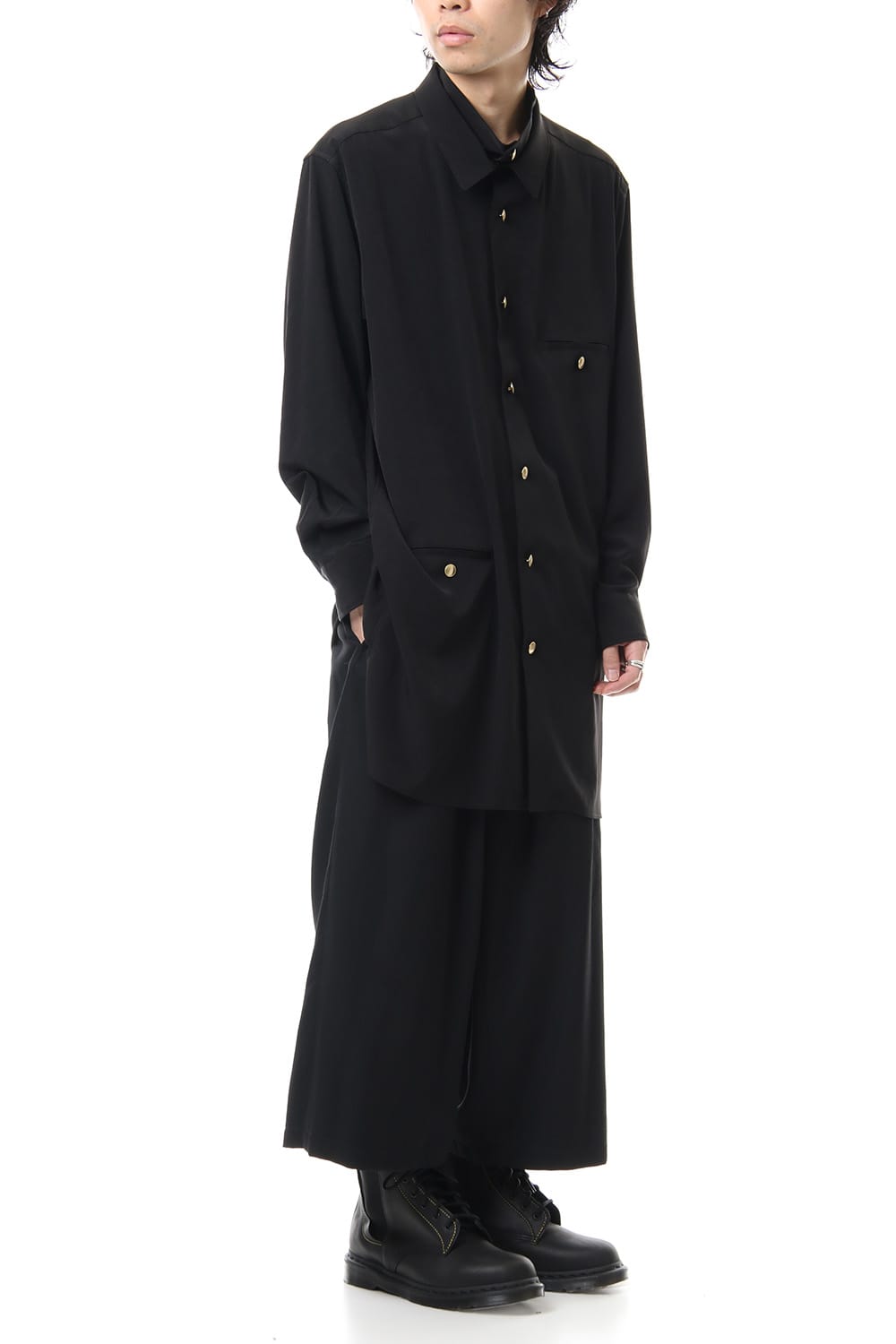 Gold Button Removable Collar Blouse