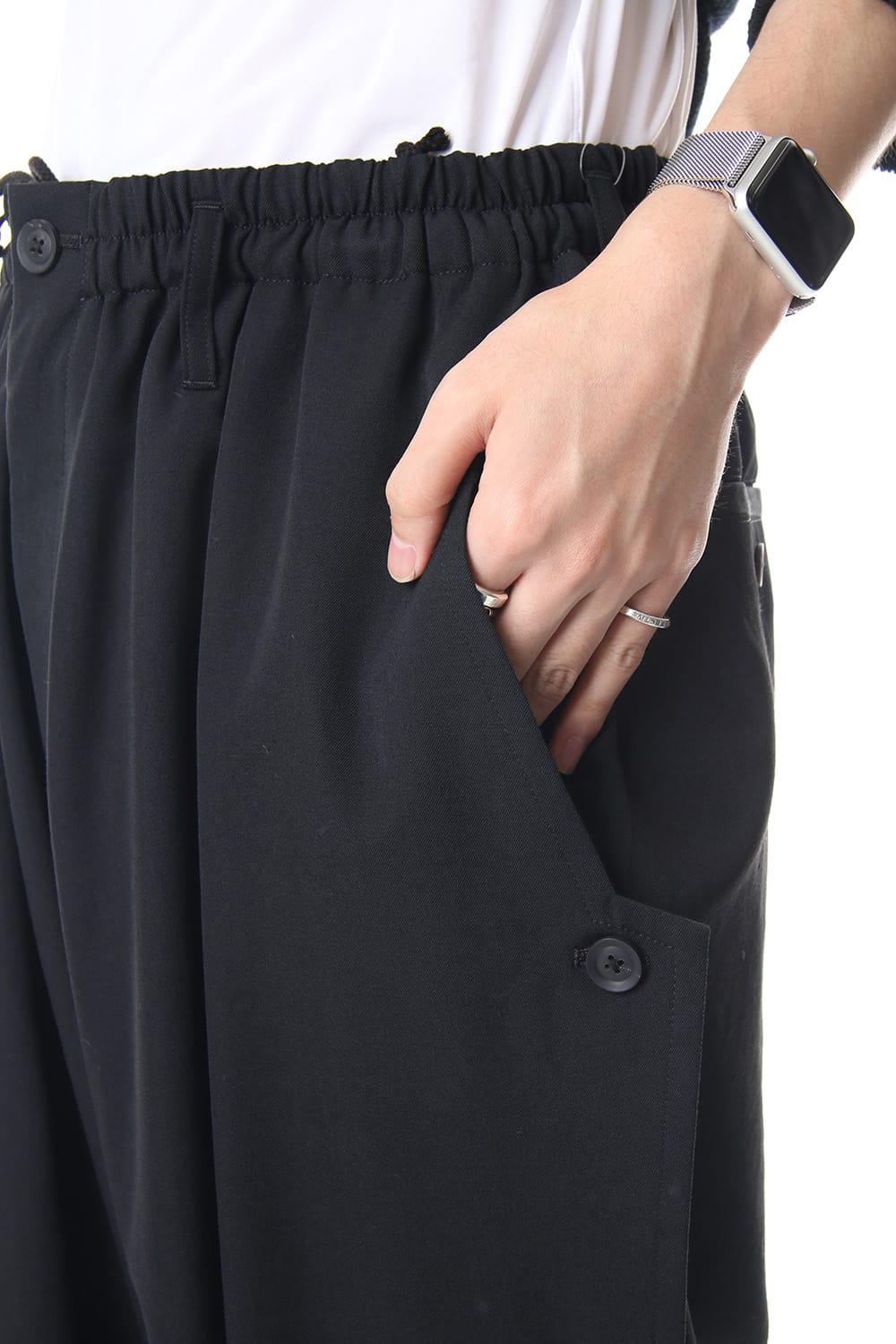 Wrinkled Gabardine Side Button Design Pants 