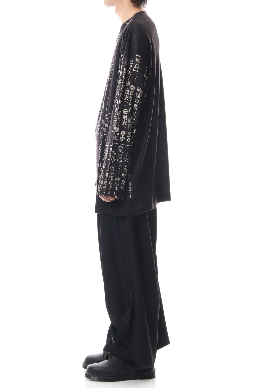 ディクショナリー プリント ラウンド ネック ロング スリーブ Tシャツ　