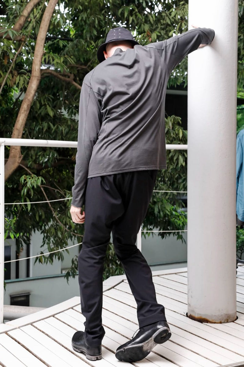 Semi High neck Long sleeve suvin cotton jersey  Charcoal