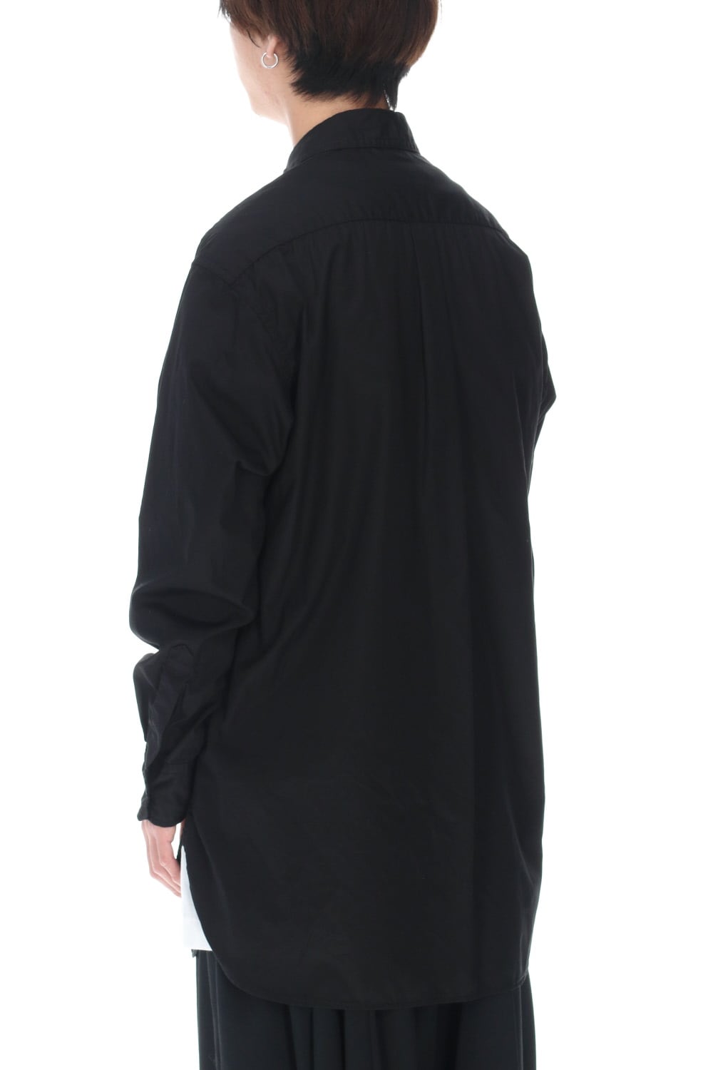 Patch Chest Chain stitch Broad shirt Black