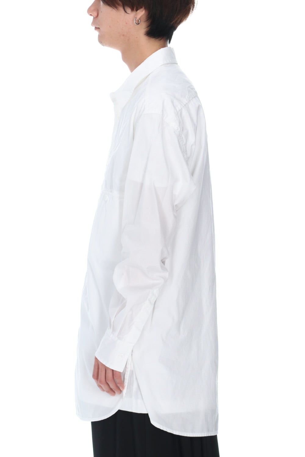 Patch Chest Chain stitch Broad shirt White