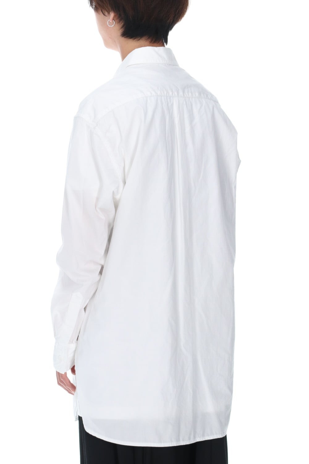 Patch Chest Chain stitch Broad shirt White