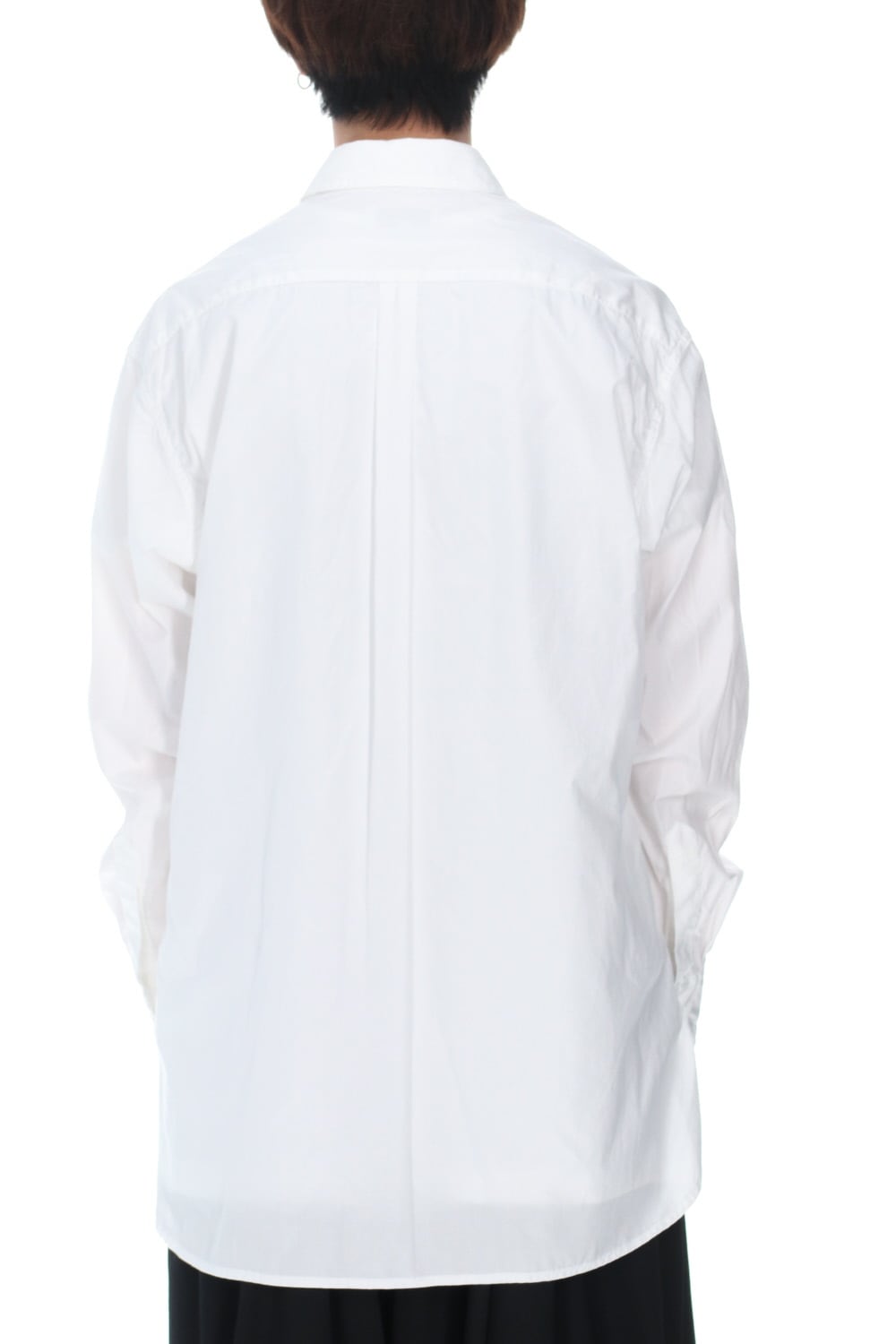 Patch Chest Chain stitch Broad shirt White