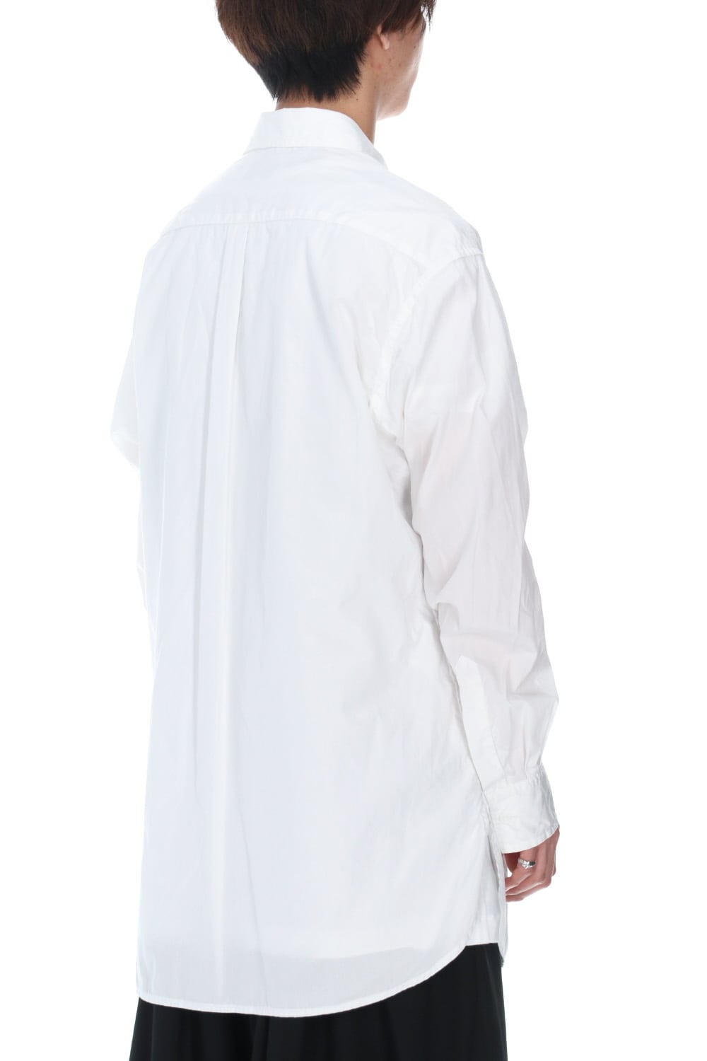 Patch Chest Chain stitch Broad shirt White