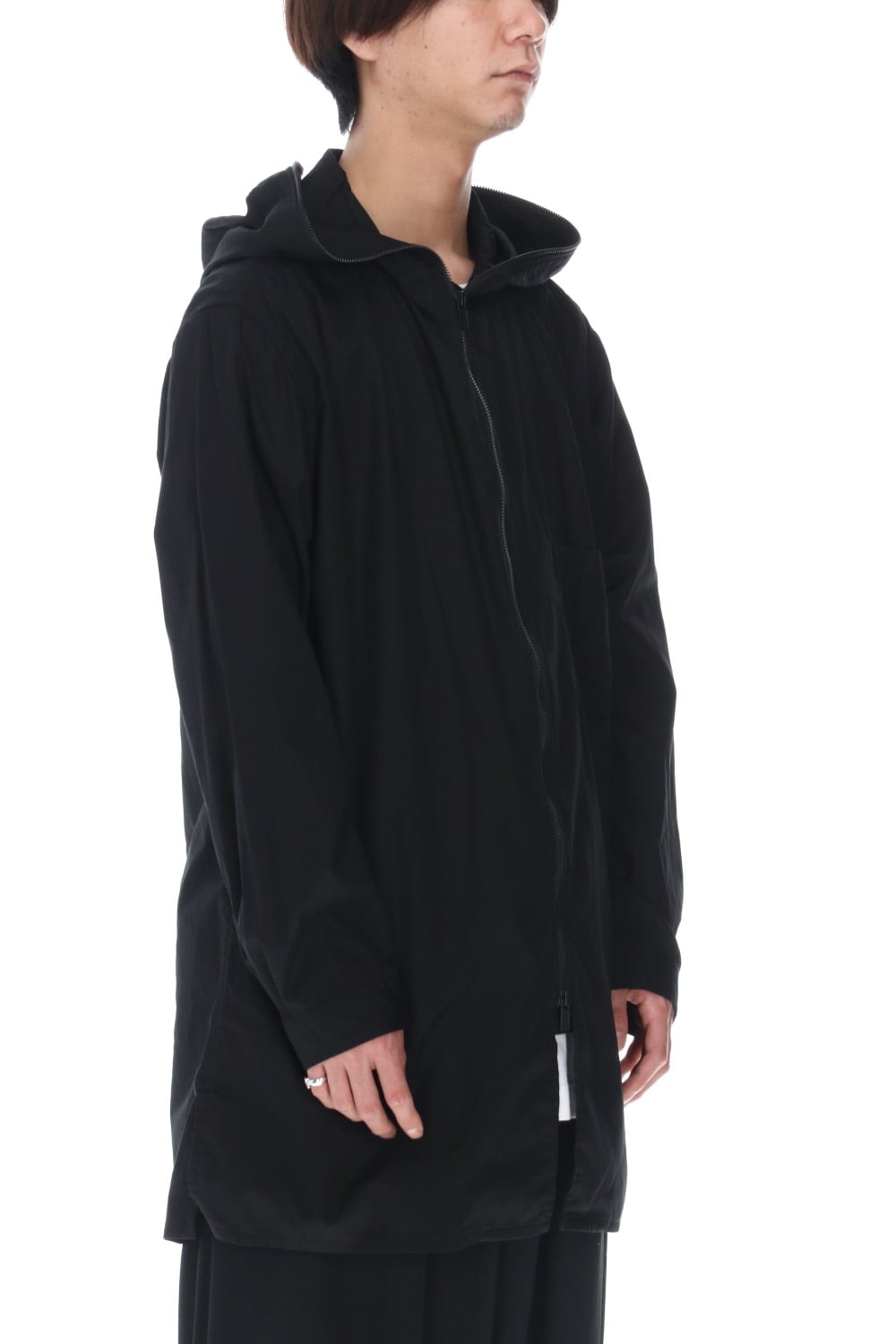 Chain stitch Broad Hooded shirt