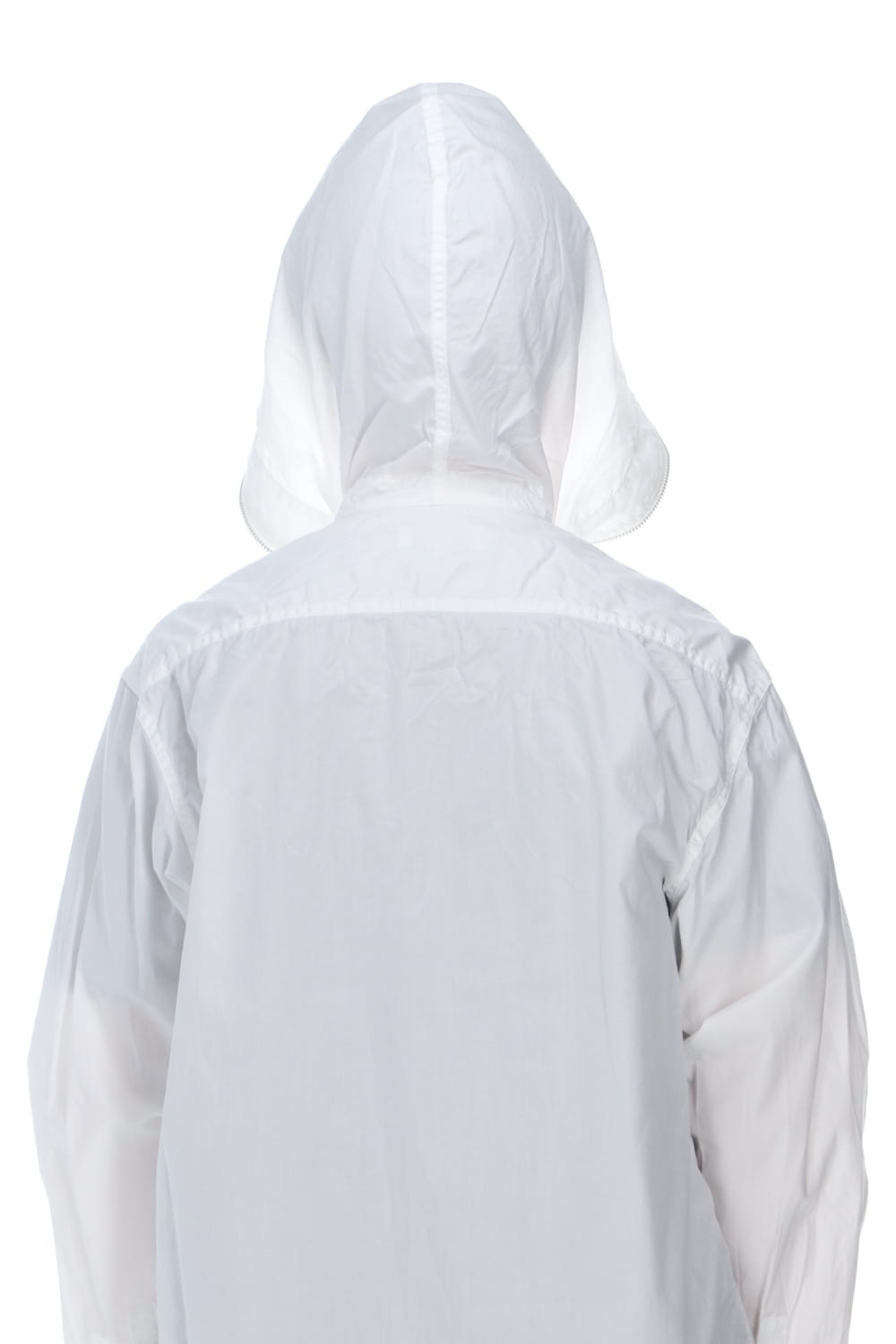 Chain stitch Broad Hooded shirt White