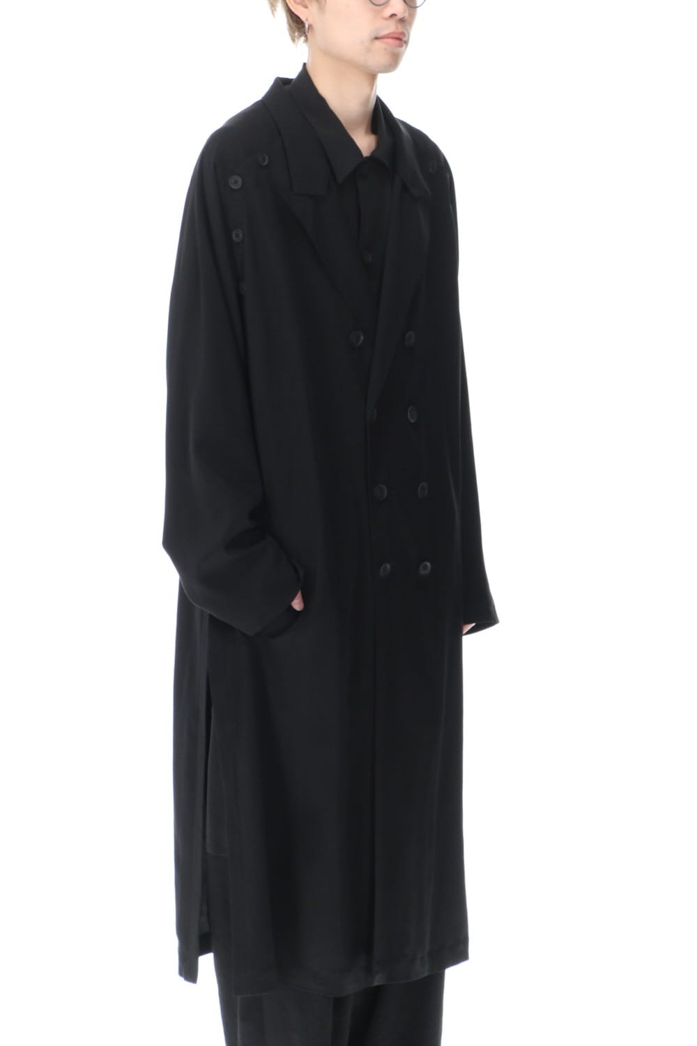 ダブルパーツ ボタン留め ラグランドレス