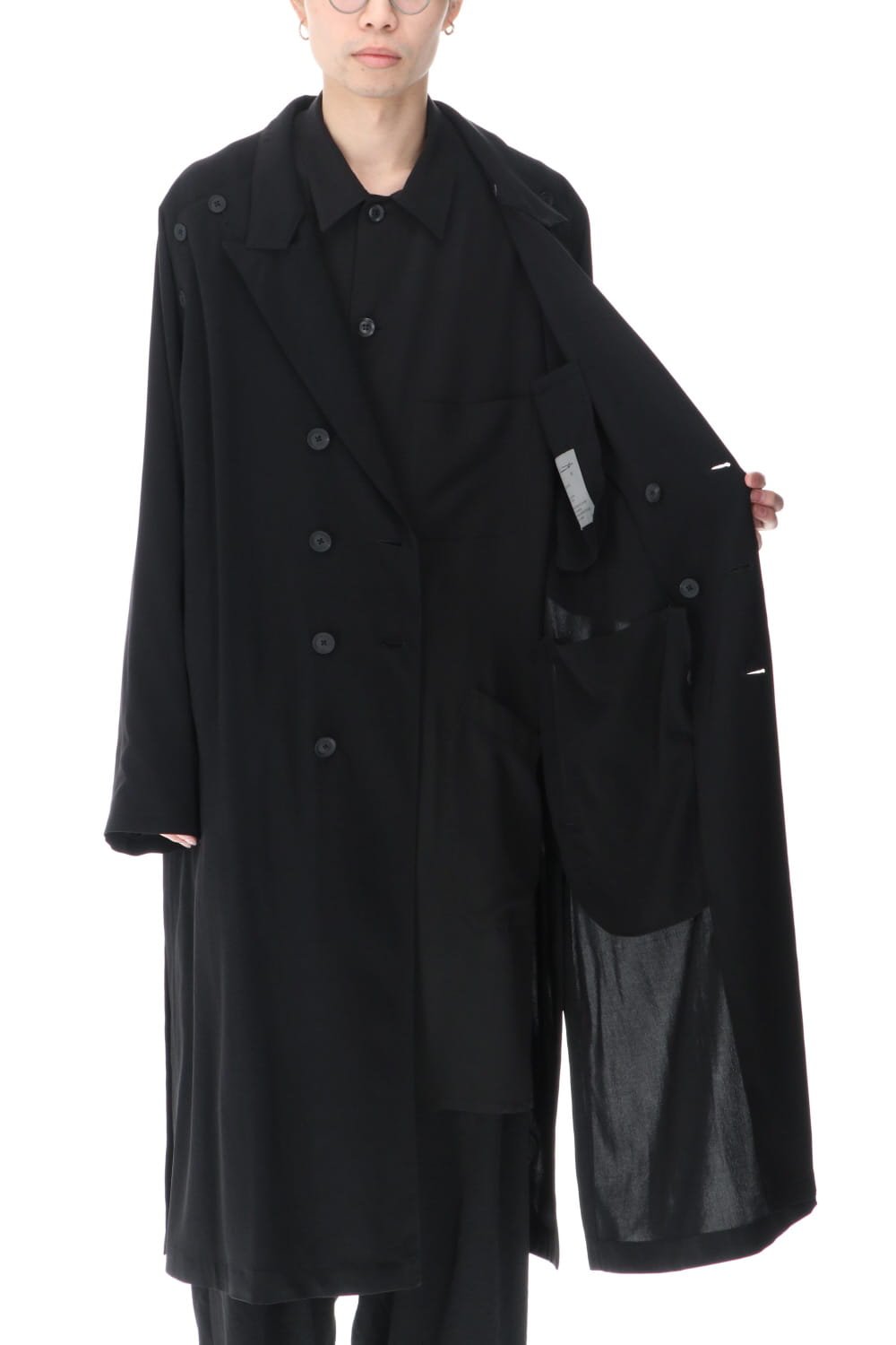 ダブルパーツ ボタン留め ラグランドレス