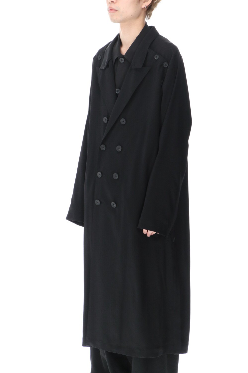 ダブルパーツ ボタン留め ラグランドレス