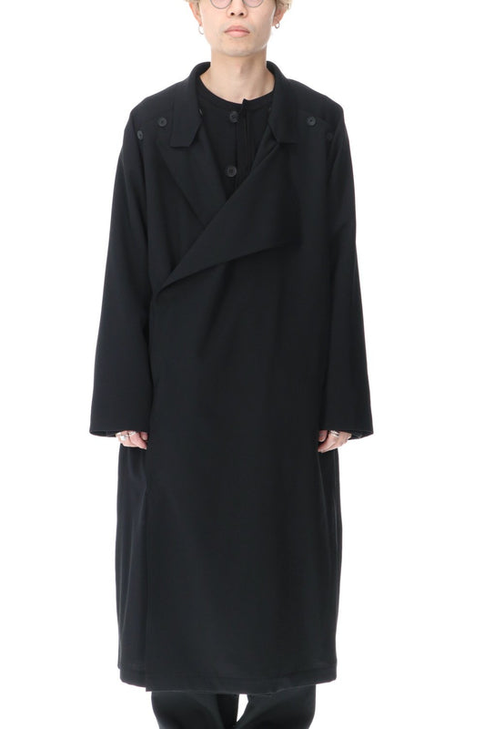 Double Parts Button closure Wrinkle gabardine Dress