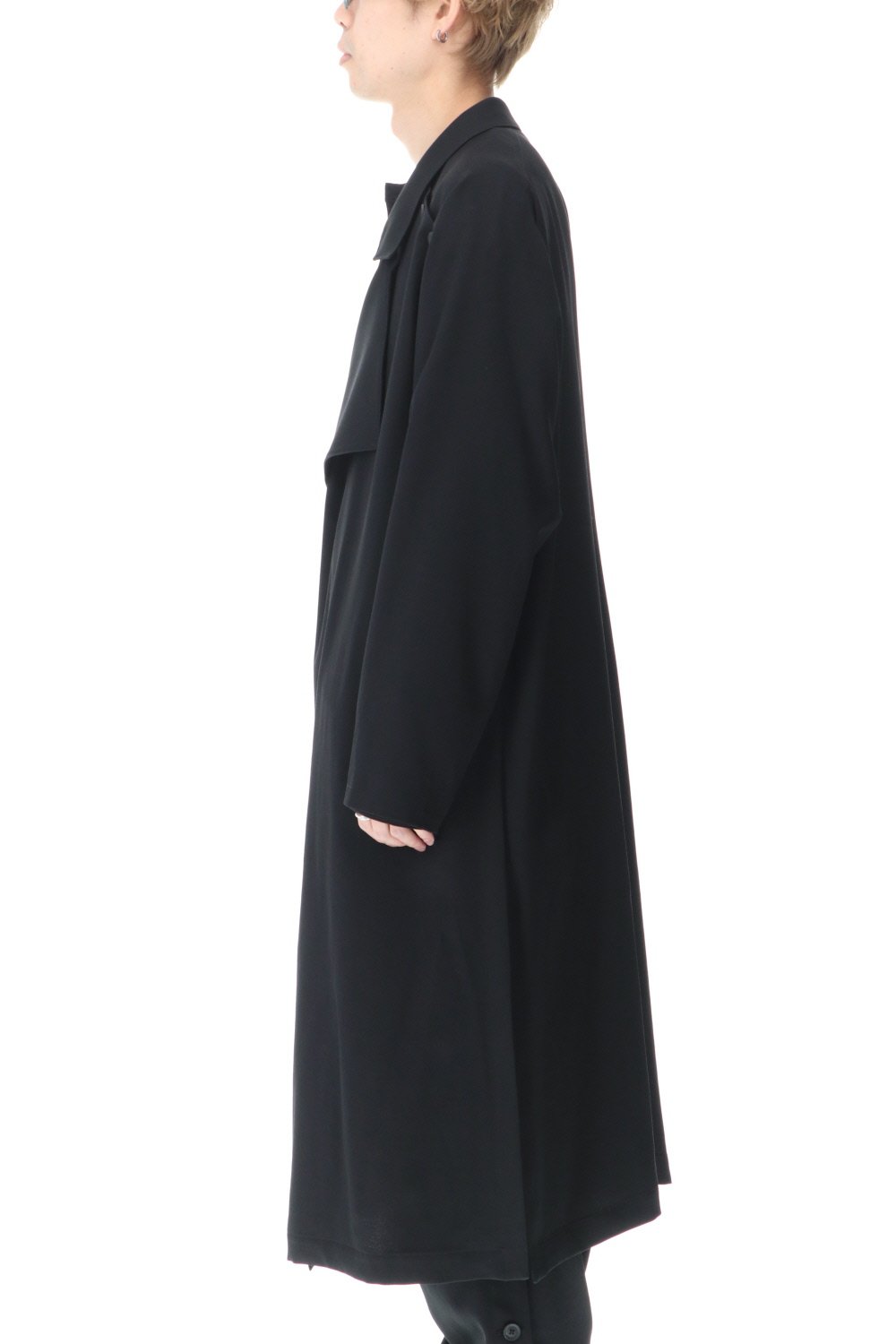 ダブルパーツ ボタン留め シワギャバジン ドレス