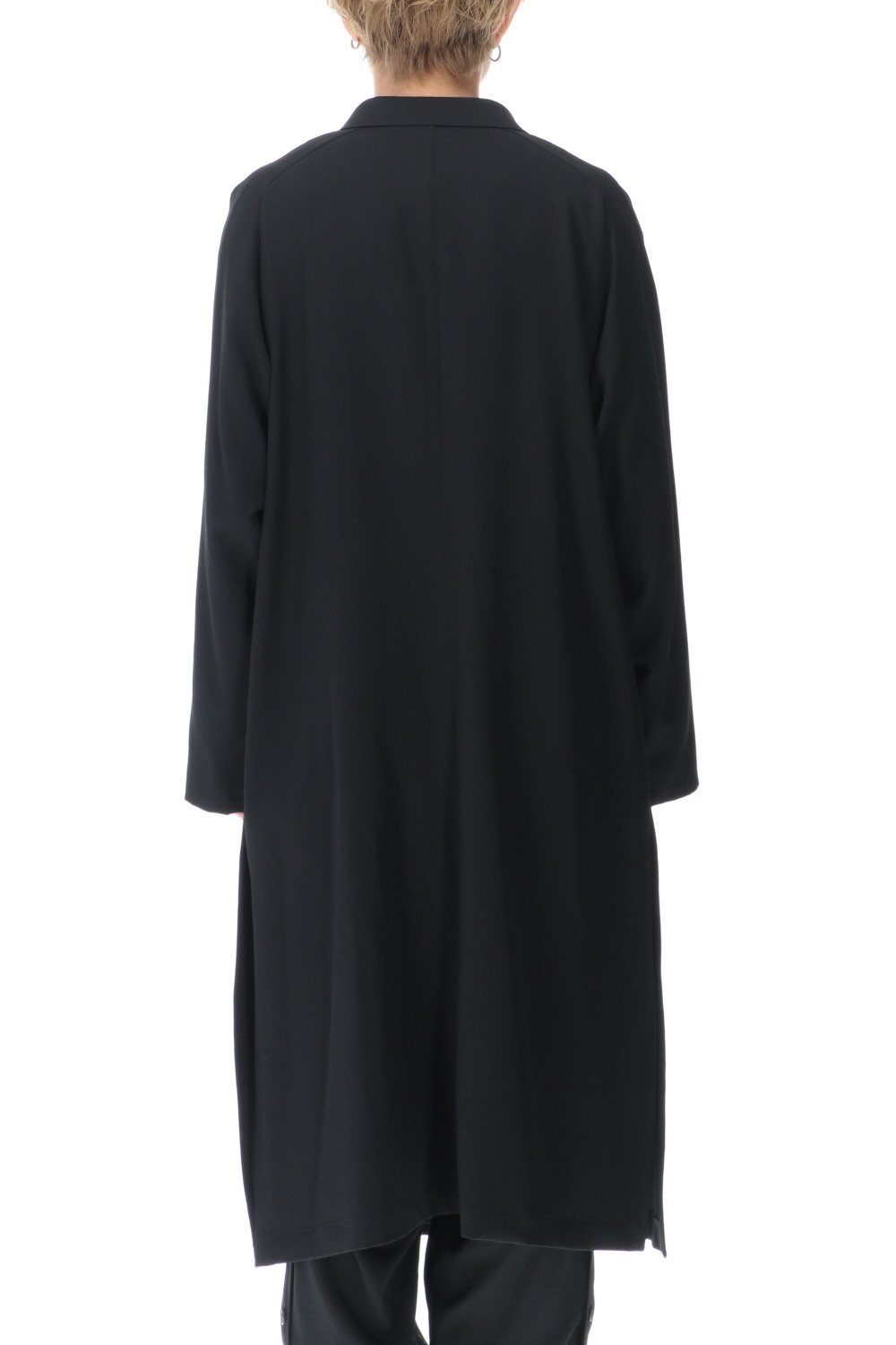 ダブルパーツ ボタン留め シワギャバジン ドレス