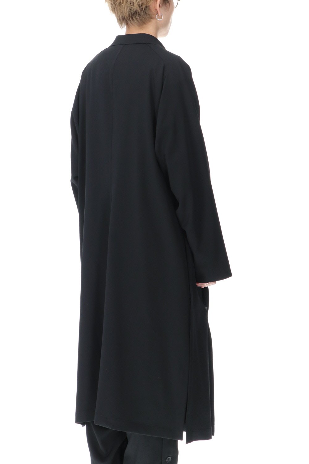 ダブルパーツ ボタン留め シワギャバジン ドレス