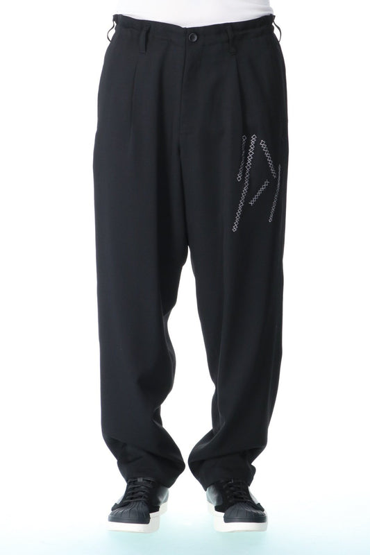 Embroidery Fine string Wool gabardine Pants