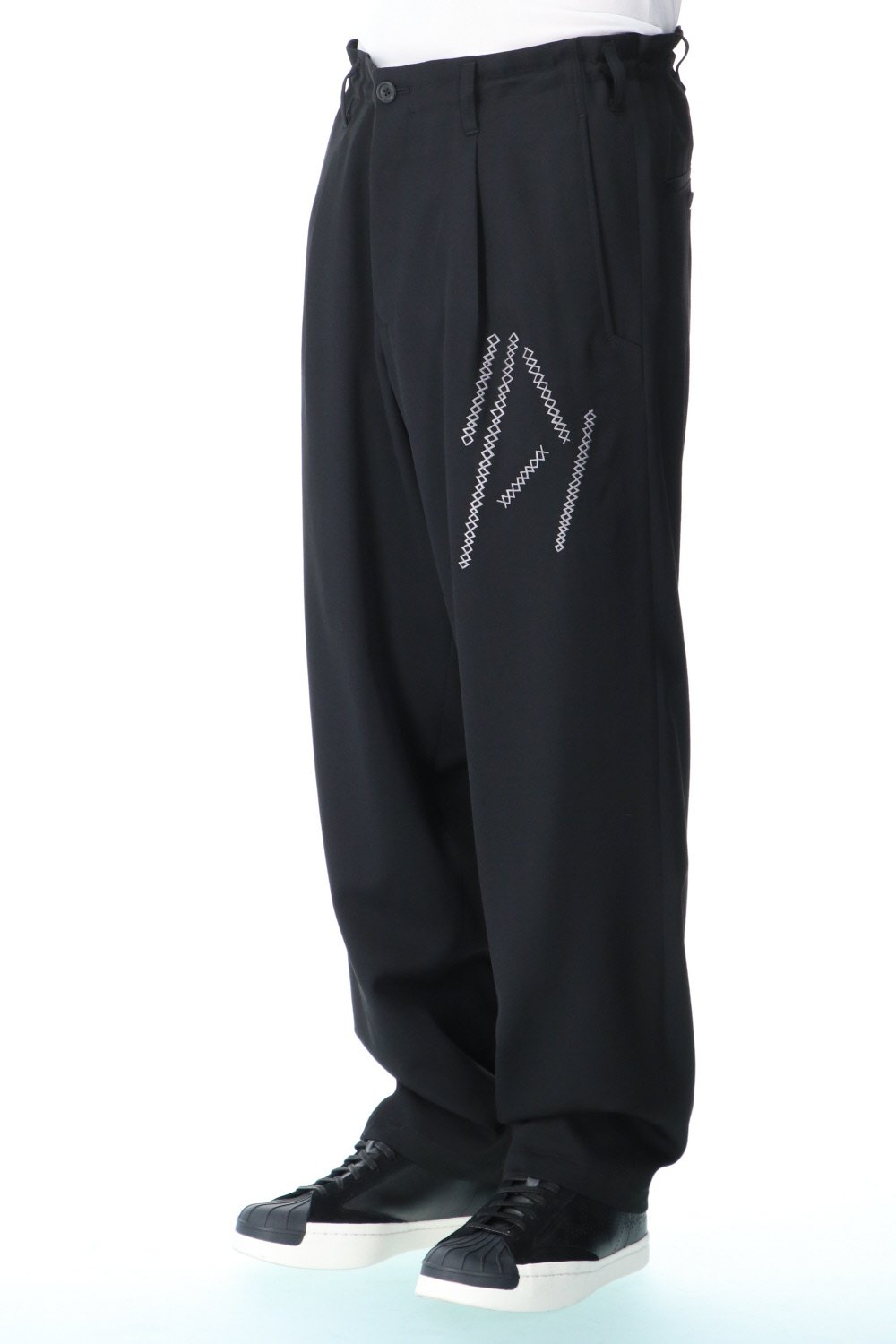 Embroidery Fine string Wool gabardine Pants