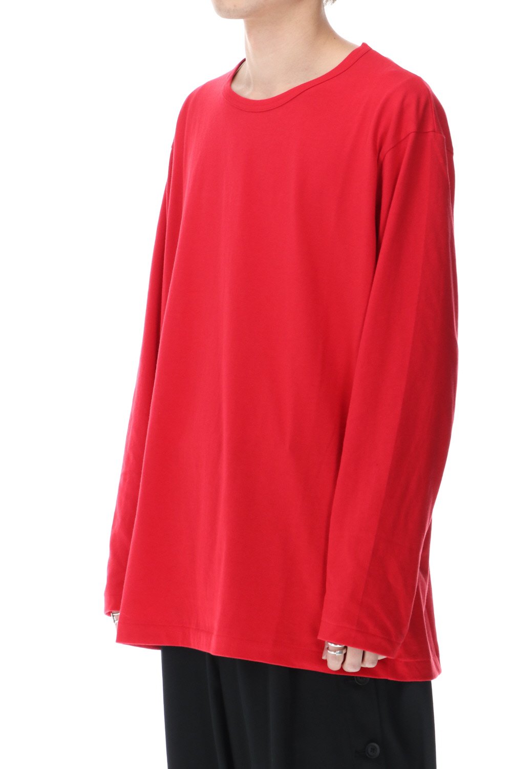 ラウンドネック ロングスリーブTシャツ レッド
