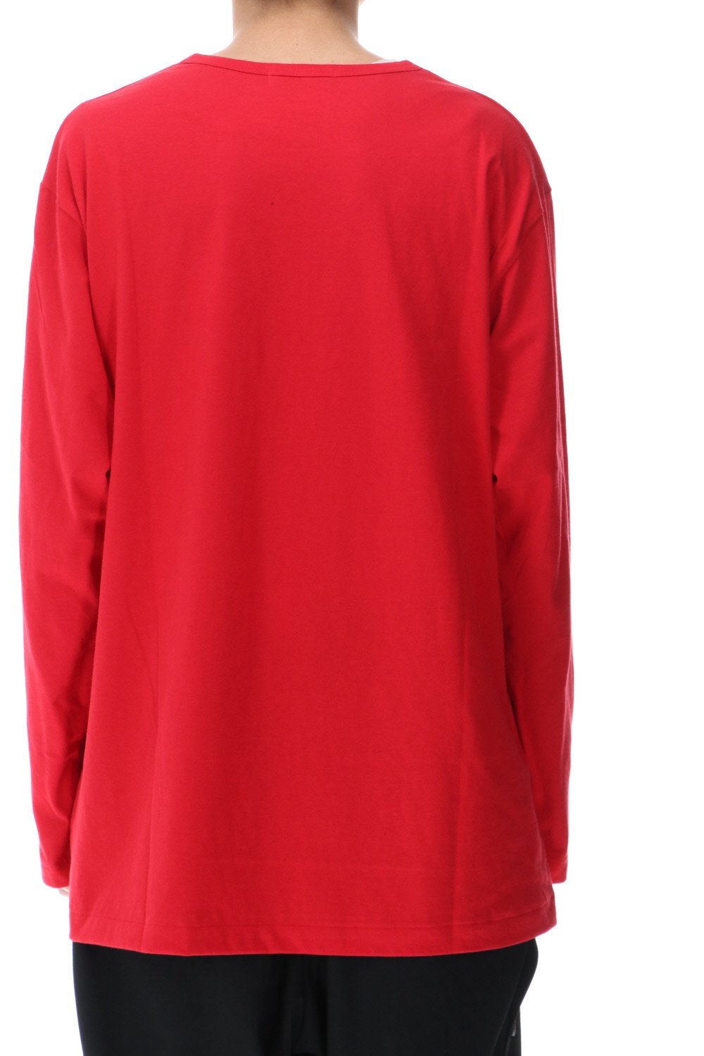 ラウンドネック ロングスリーブTシャツ レッド