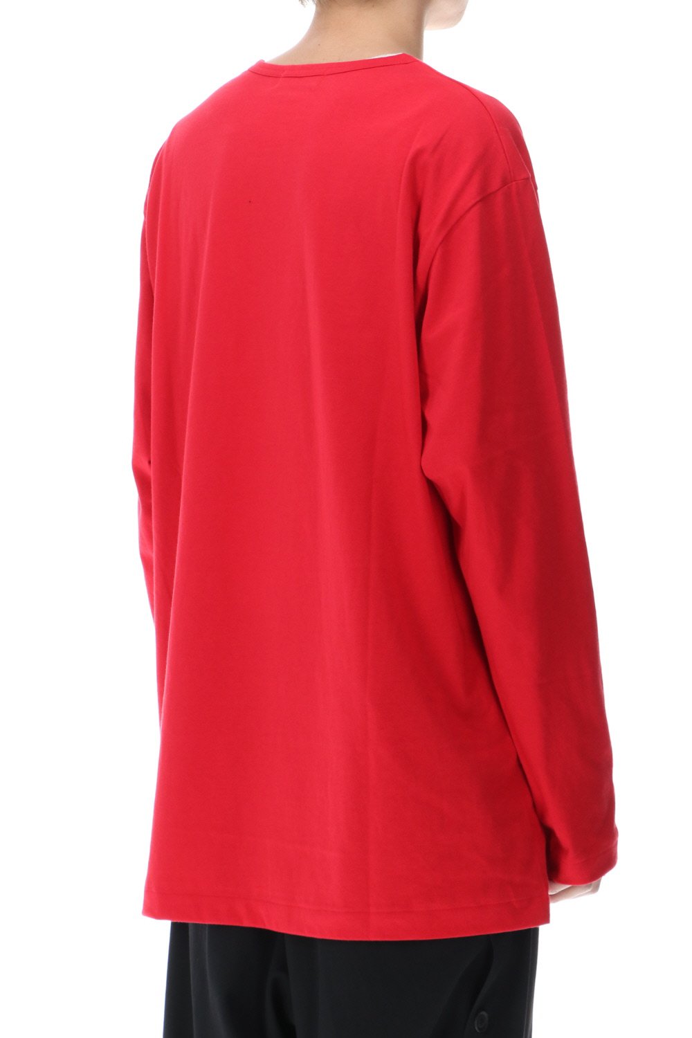 ラウンドネック ロングスリーブTシャツ レッド