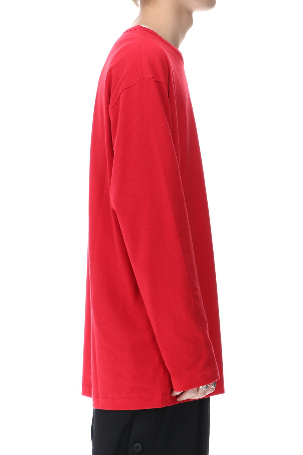 ラウンドネック ロングスリーブTシャツ レッド