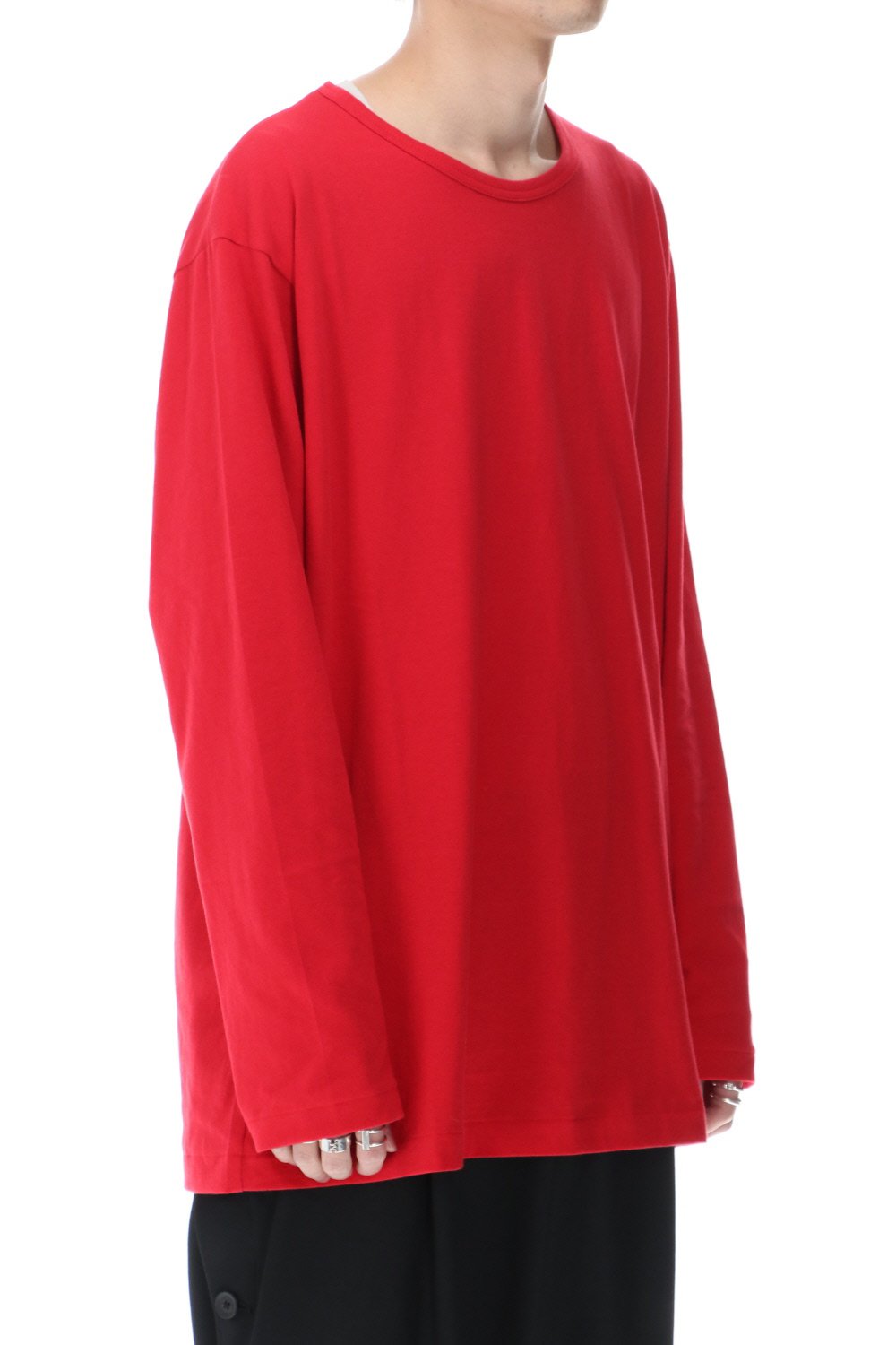 ラウンドネック ロングスリーブTシャツ レッド