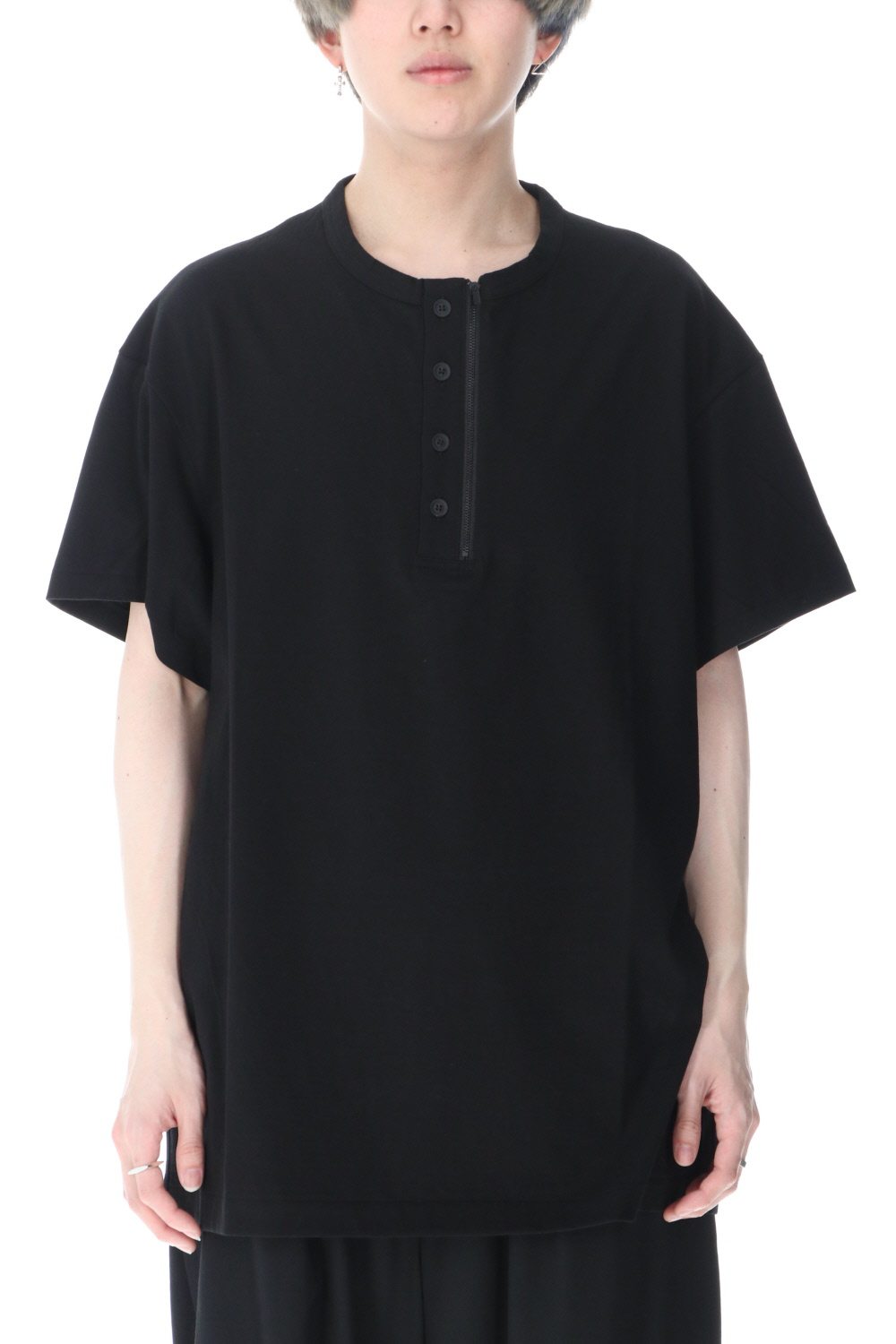 Fasntener Henry neck Short sleeve T-shirt