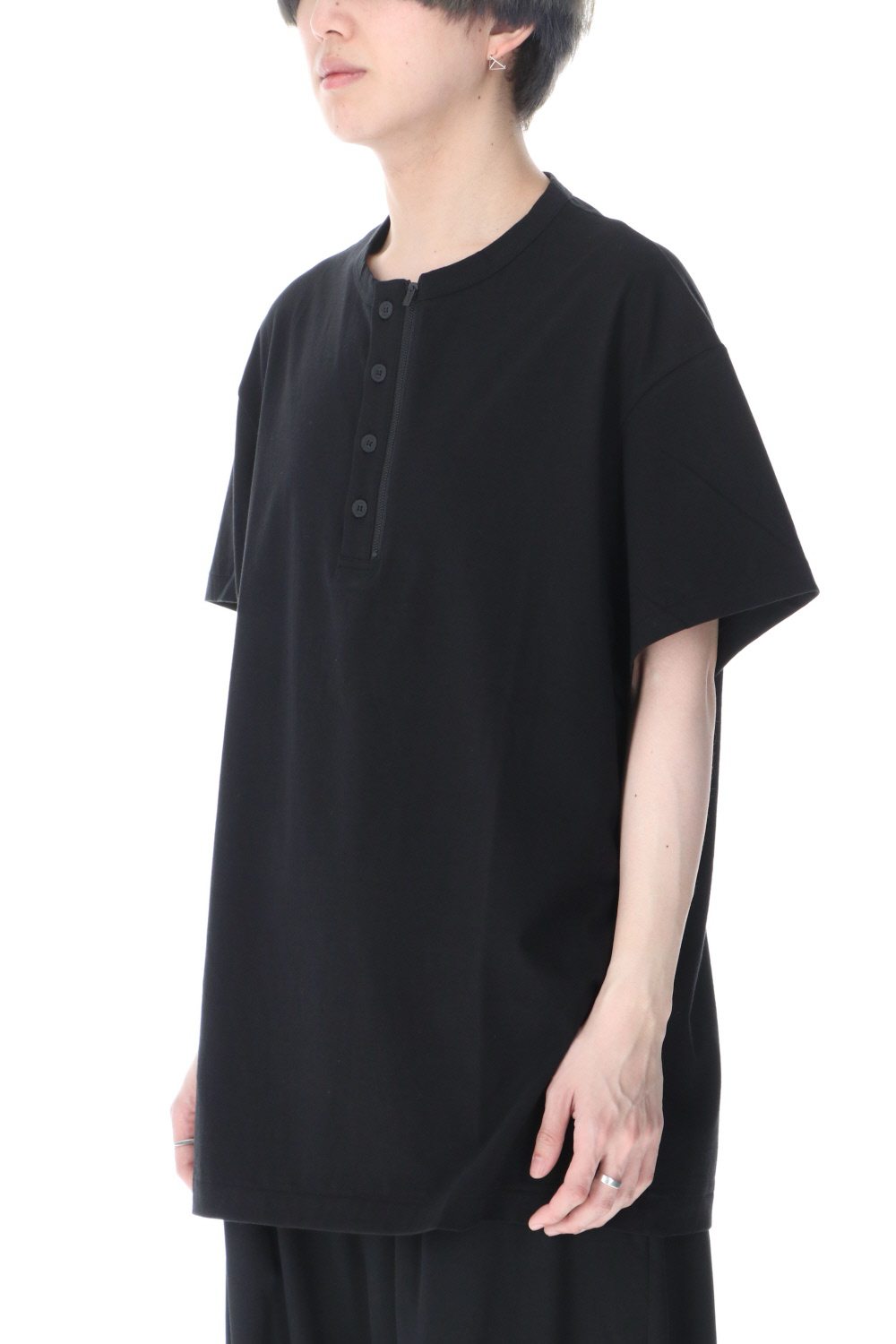 Fasntener Henry neck Short sleeve T-shirt