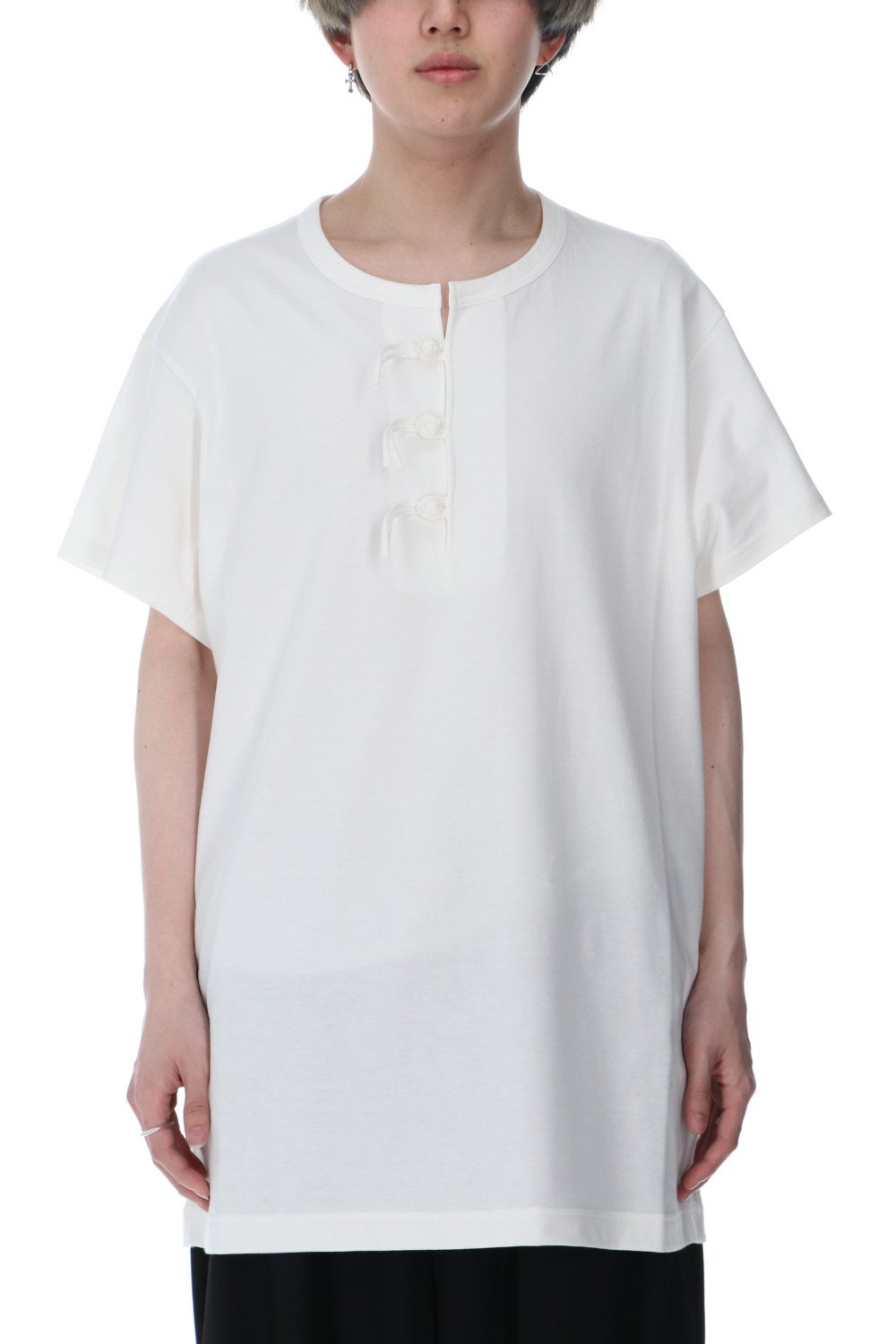 Buddha Button Henry neck Short sleeve T-shirt Off White