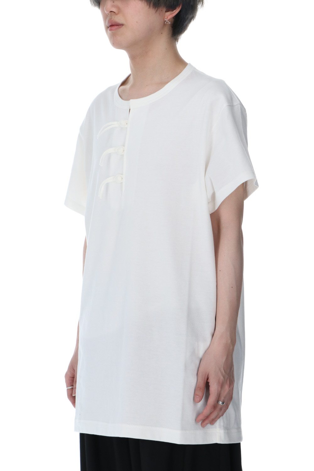 Buddha Button Henry neck Short sleeve T-shirt Off White