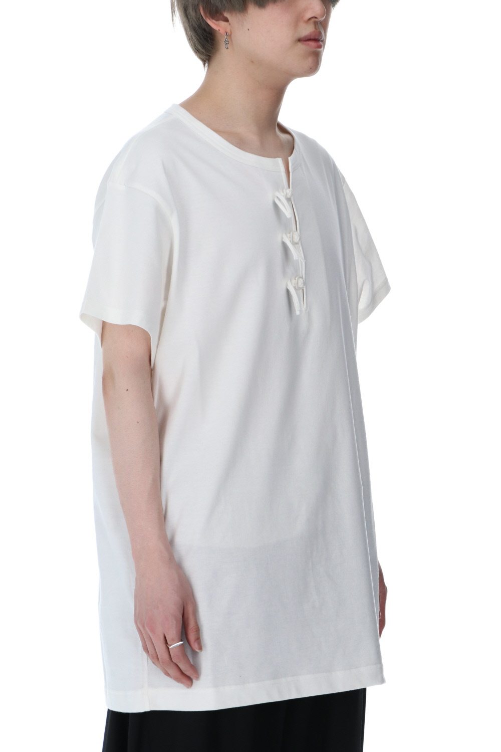 Buddha Button Henry neck Short sleeve T-shirt Off White