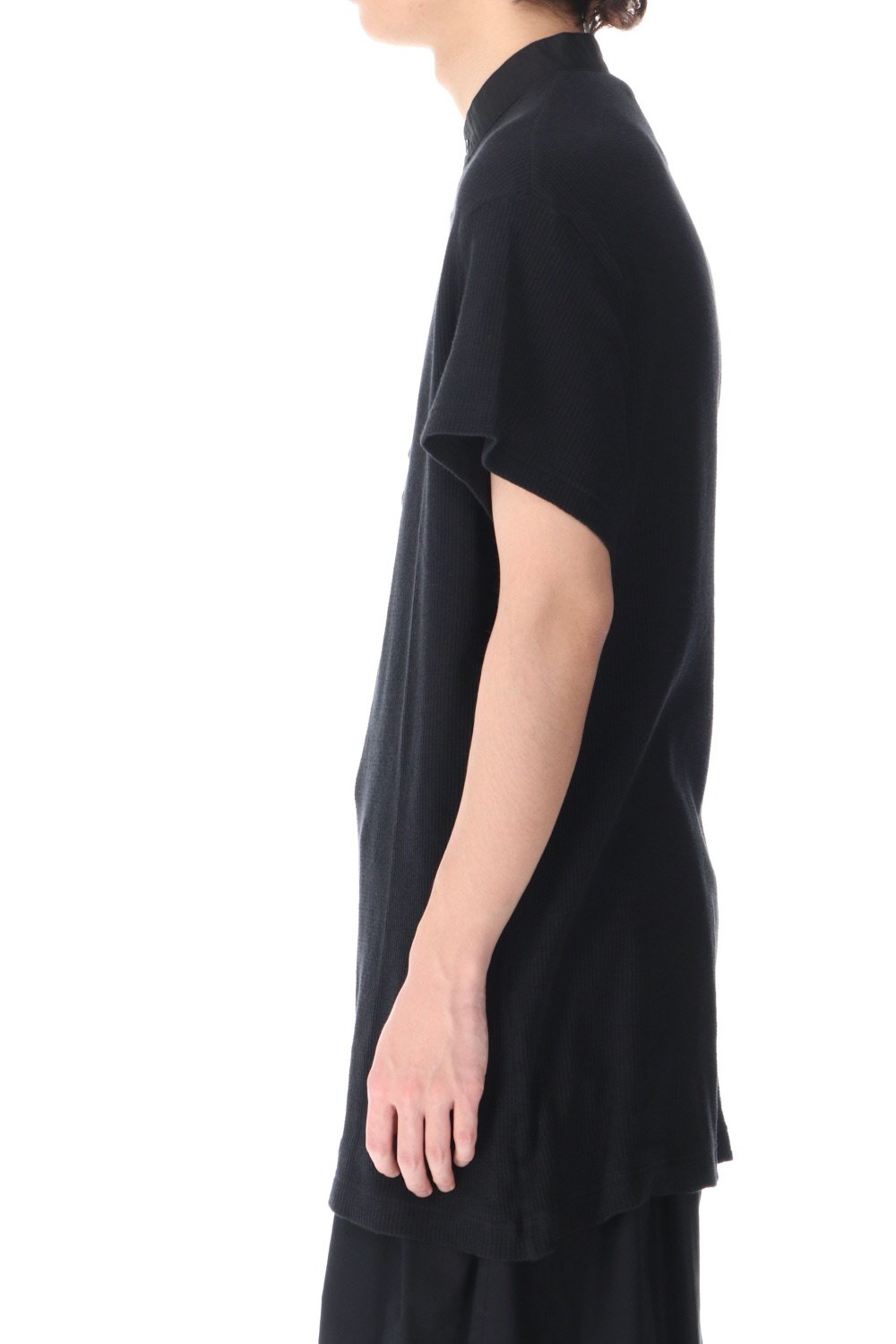 ​Henry neck Garment dye ​Waffle Short sleeve T-Shirt