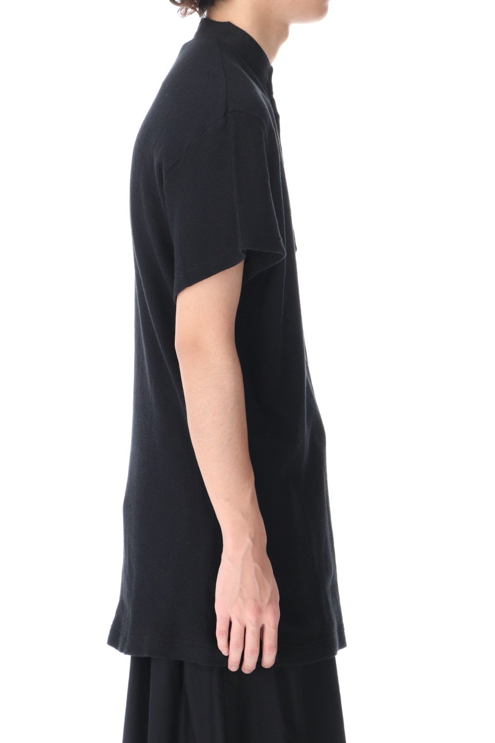 ​Henry neck Garment dye ​Waffle Short sleeve T-Shirt