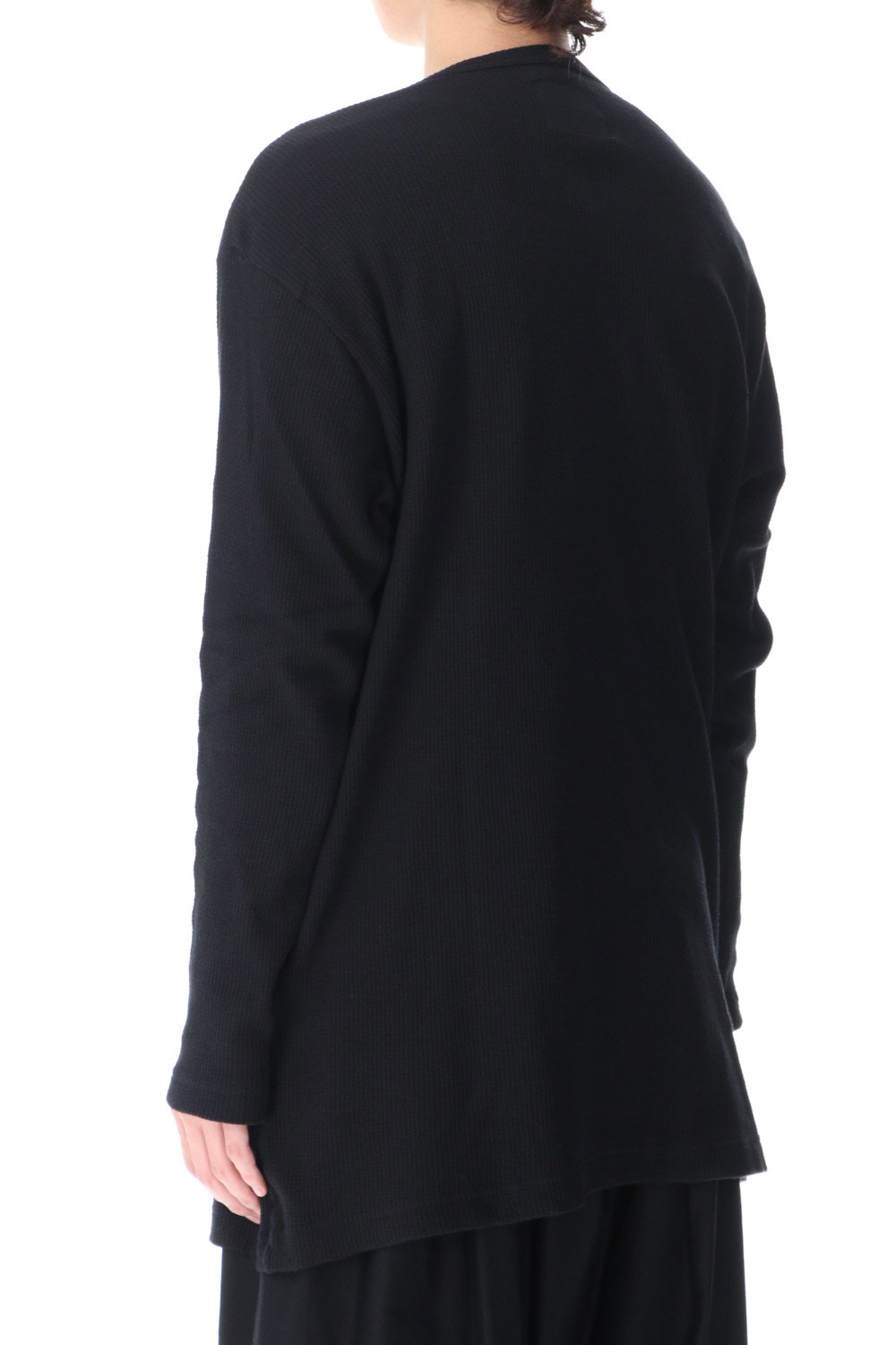 ​Henry neck Garment dye ​Waffle Long sleeve T-Shirt