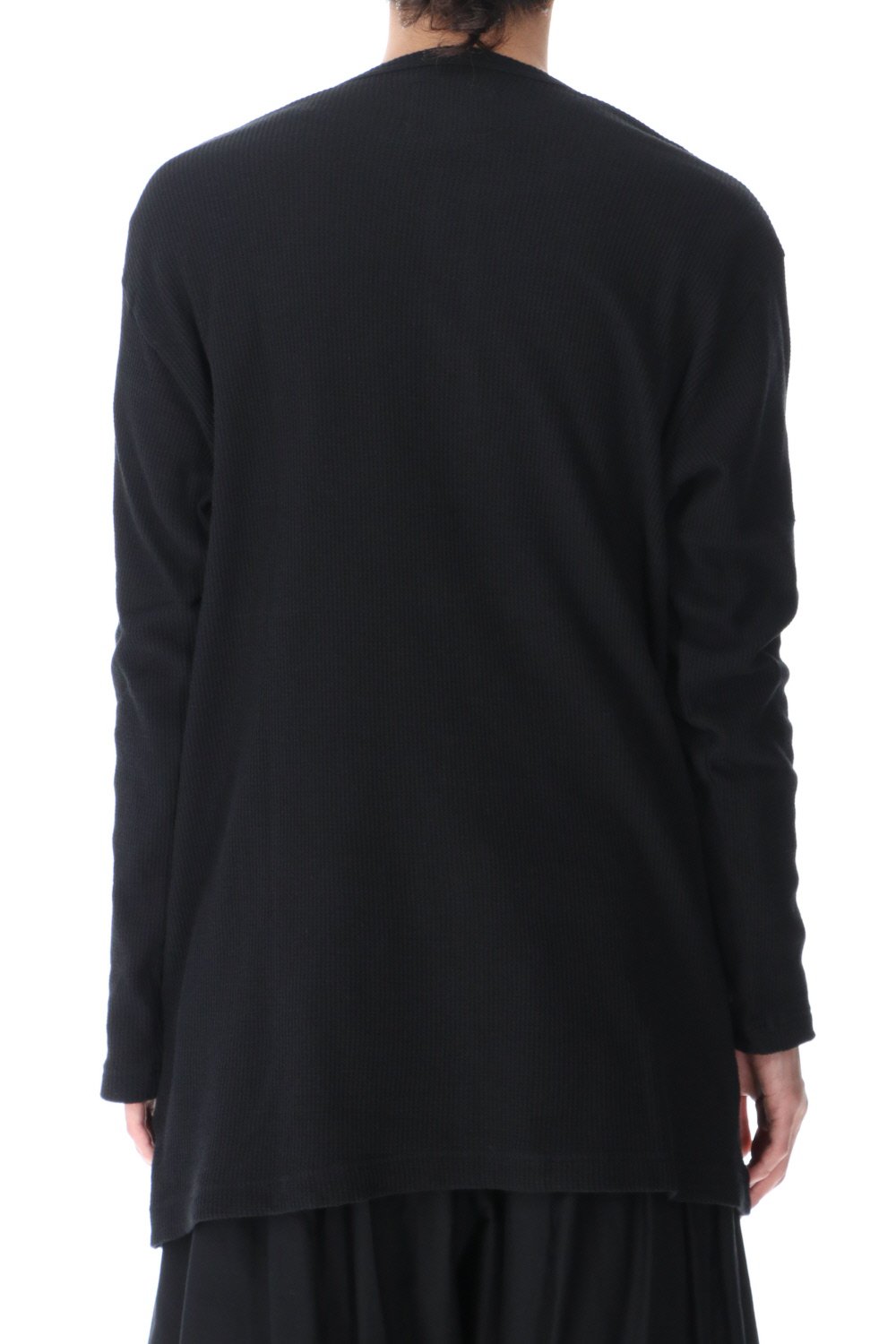 ​Henry neck Garment dye ​Waffle Long sleeve T-Shirt