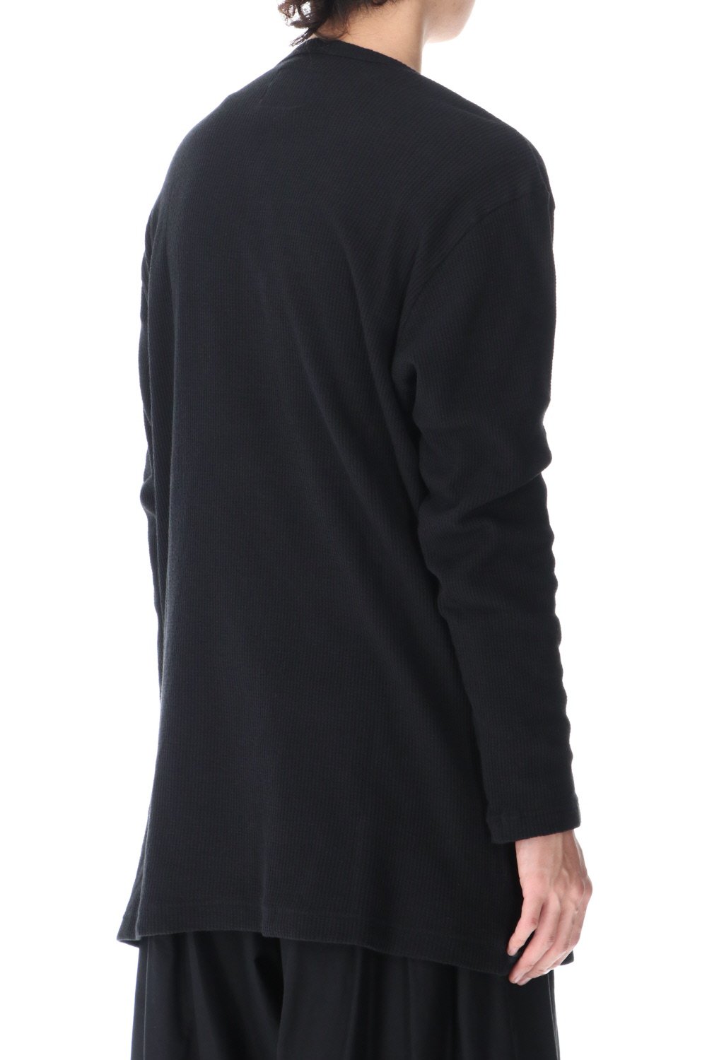 ​Henry neck Garment dye ​Waffle Long sleeve T-Shirt