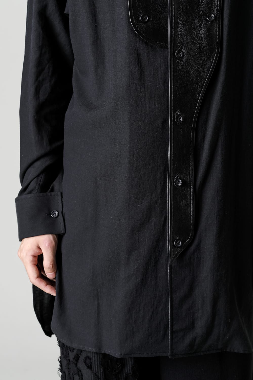 Leather Bosom Panel Blouse