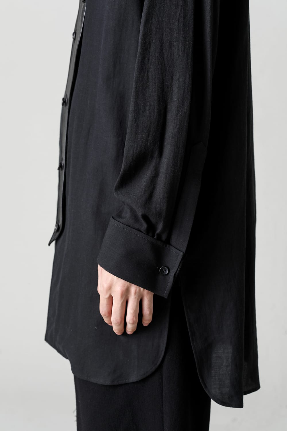 Leather Bosom Panel Blouse