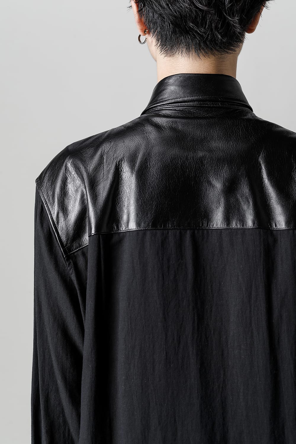 Leather Bosom Panel Blouse