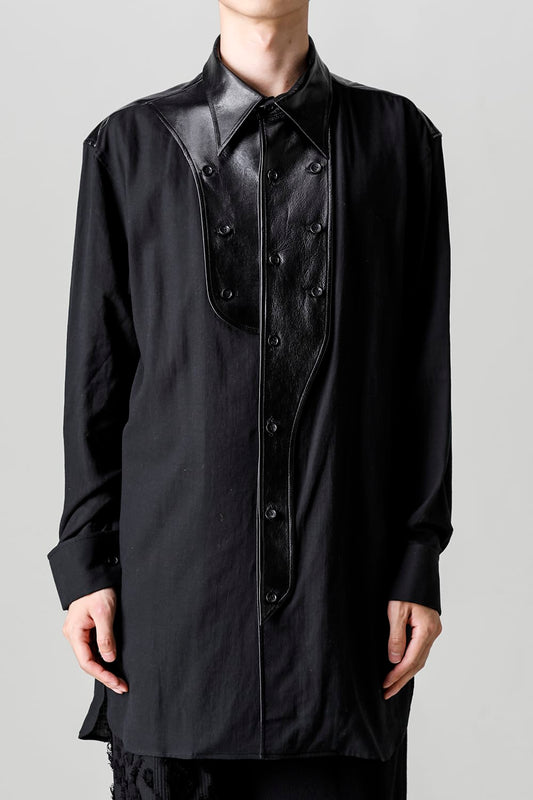 Leather Bosom Panel Blouse