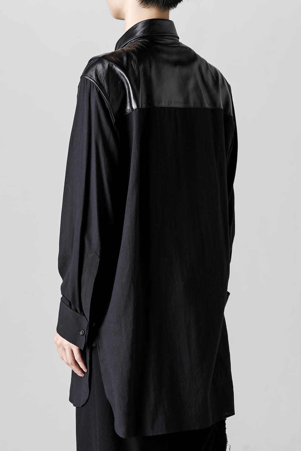 Leather Bosom Panel Blouse