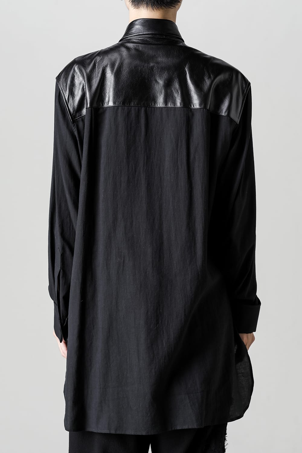 Leather Bosom Panel Blouse