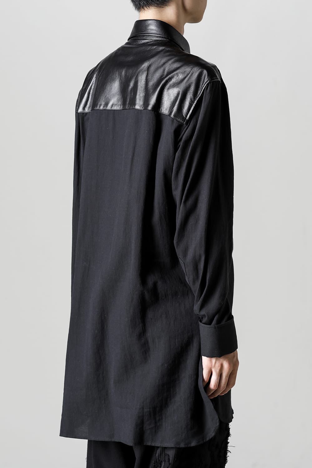 Leather Bosom Panel Blouse