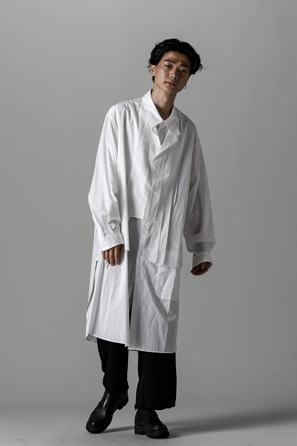 Front Double Pleats Big Blouse