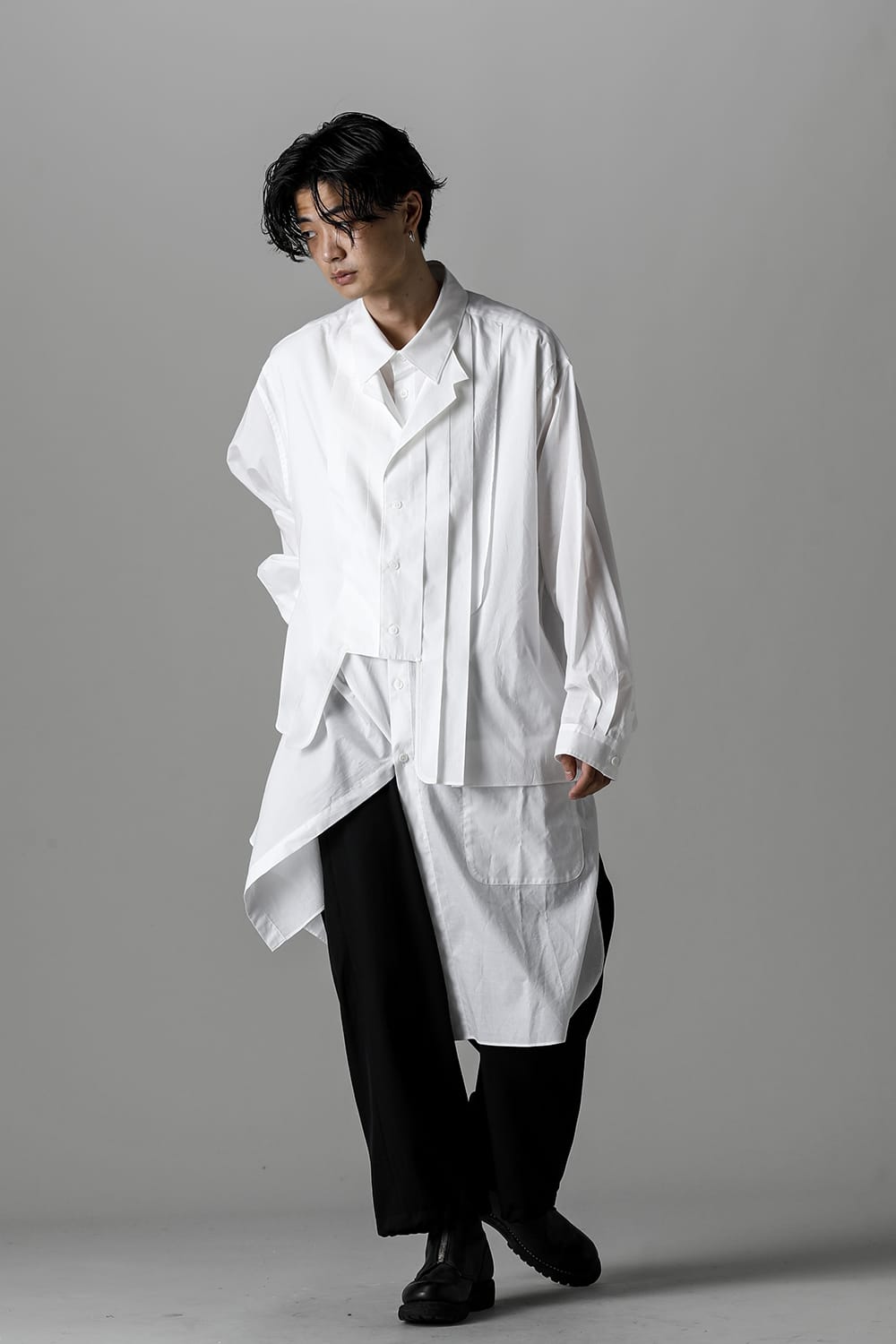 Front Double Pleats Big Blouse