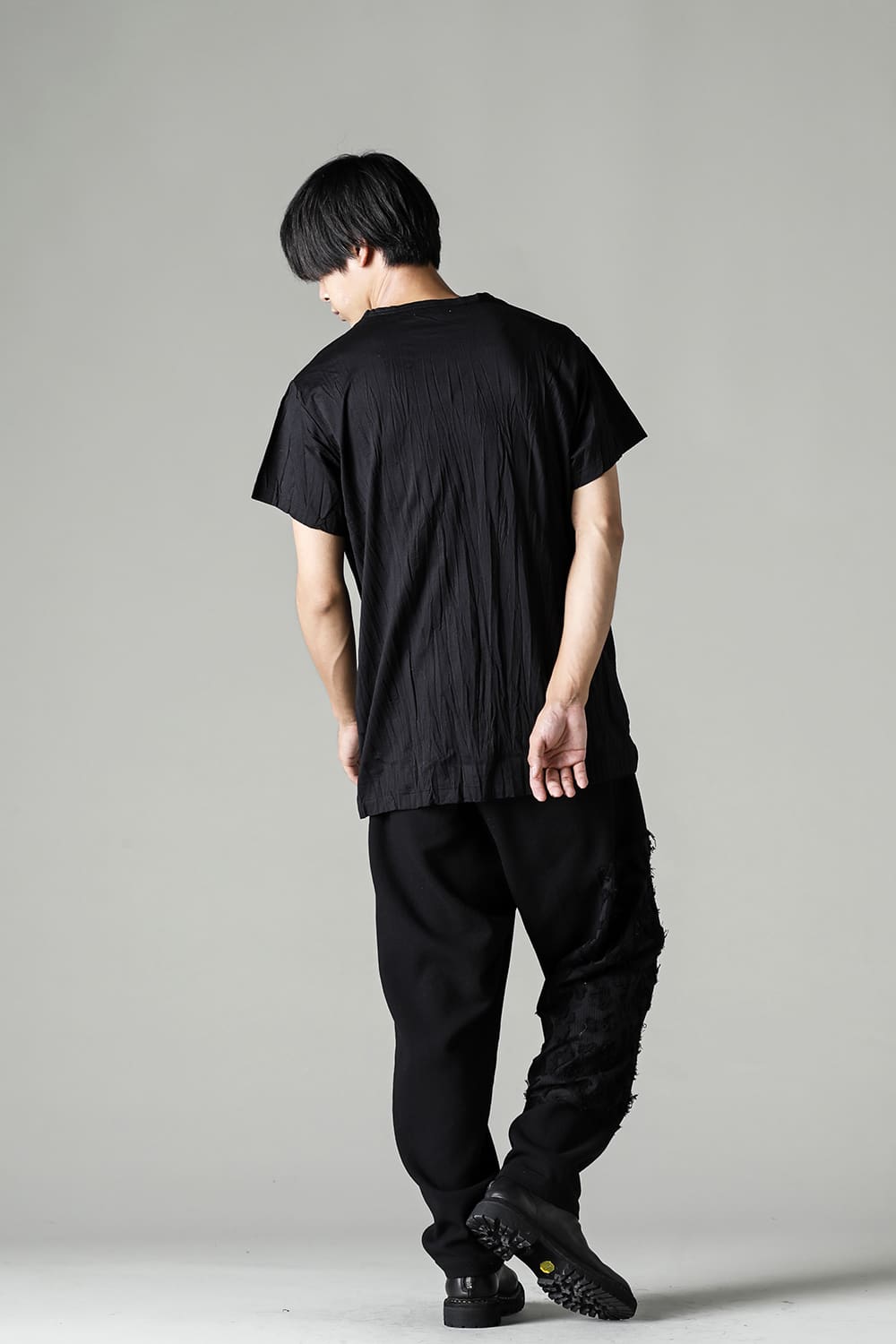 Wrinkled Short Sleeve Black