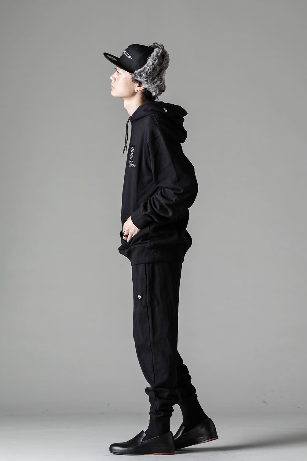 New Era × Yohji Yamamoto Signature Logo Sweat Pullover Hoodie