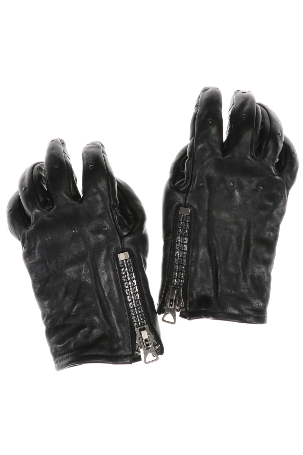 Horse Leather Nail ZIP Gloves Black