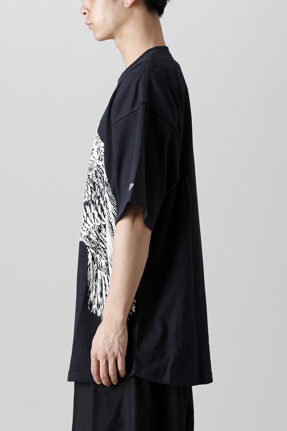 New Era × Yohji Yamamoto Crow Print Round Hem Short Sleeve Tee