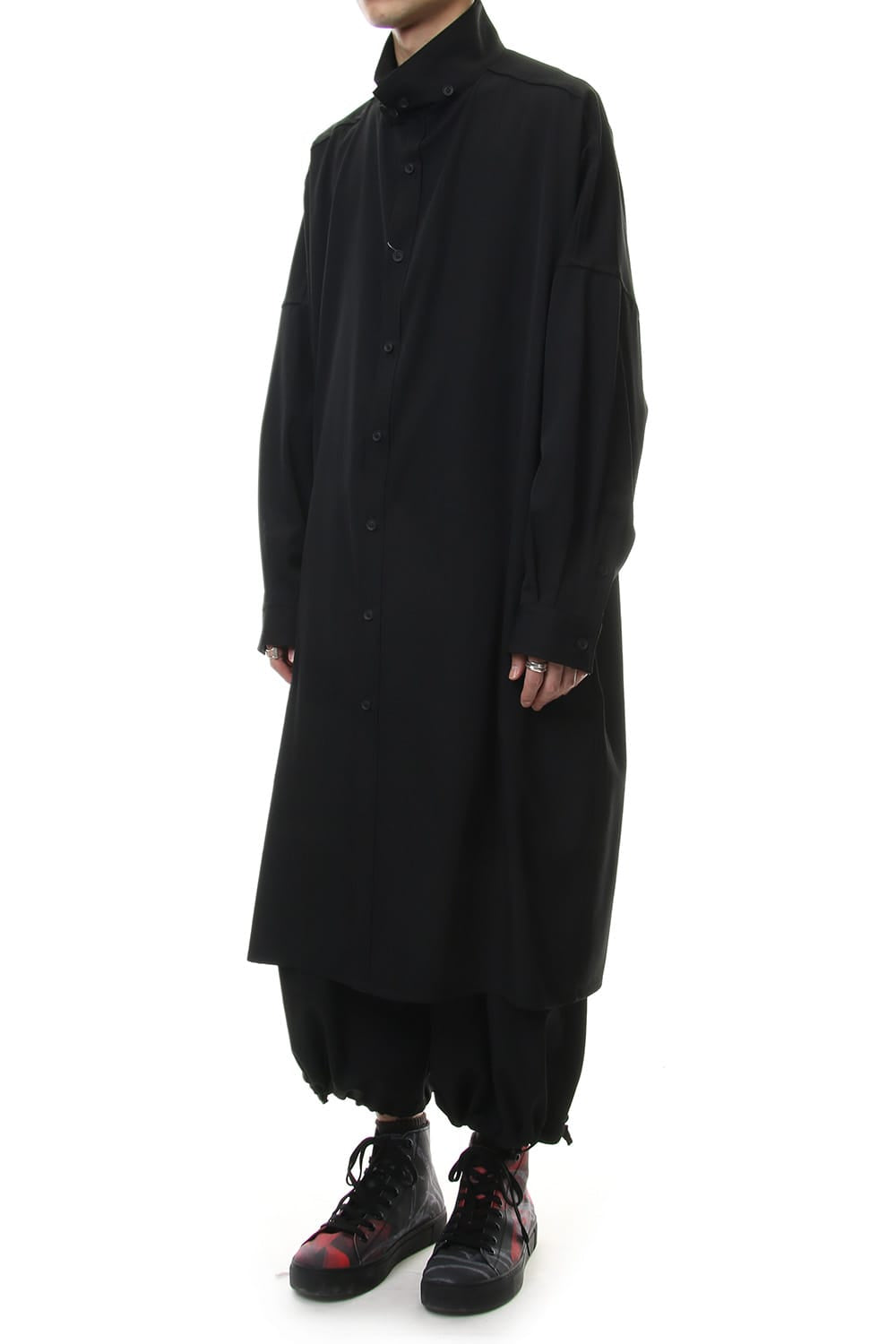 Long Blouse Wrinkled Gabardine